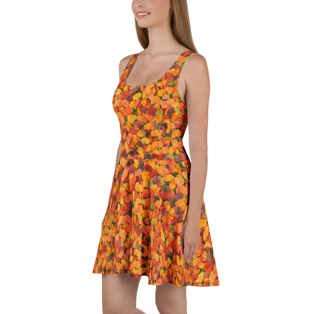 Ginkgo Inferno on Skater Dress — Left