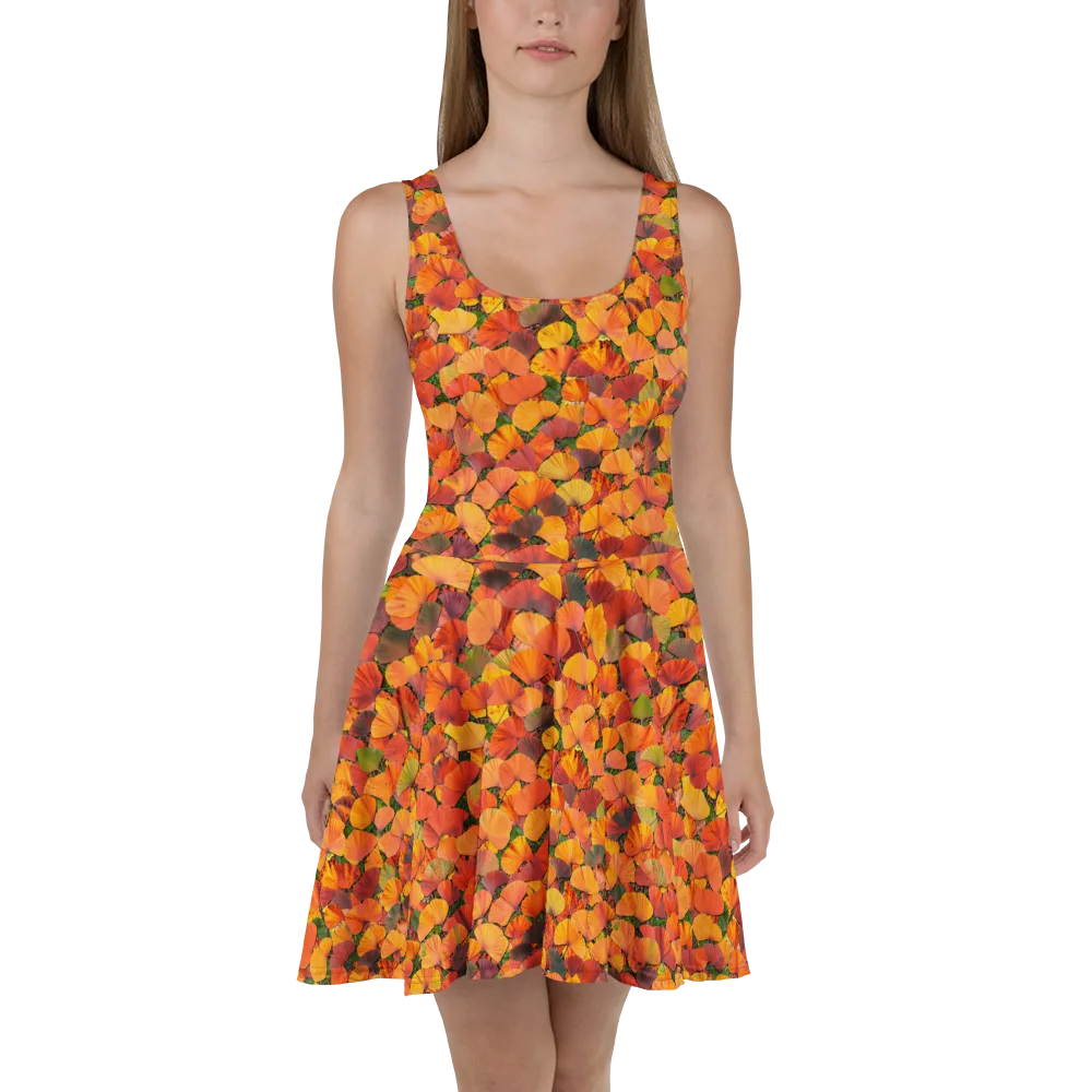 Ginkgo Inferno on Skater Dress — Front