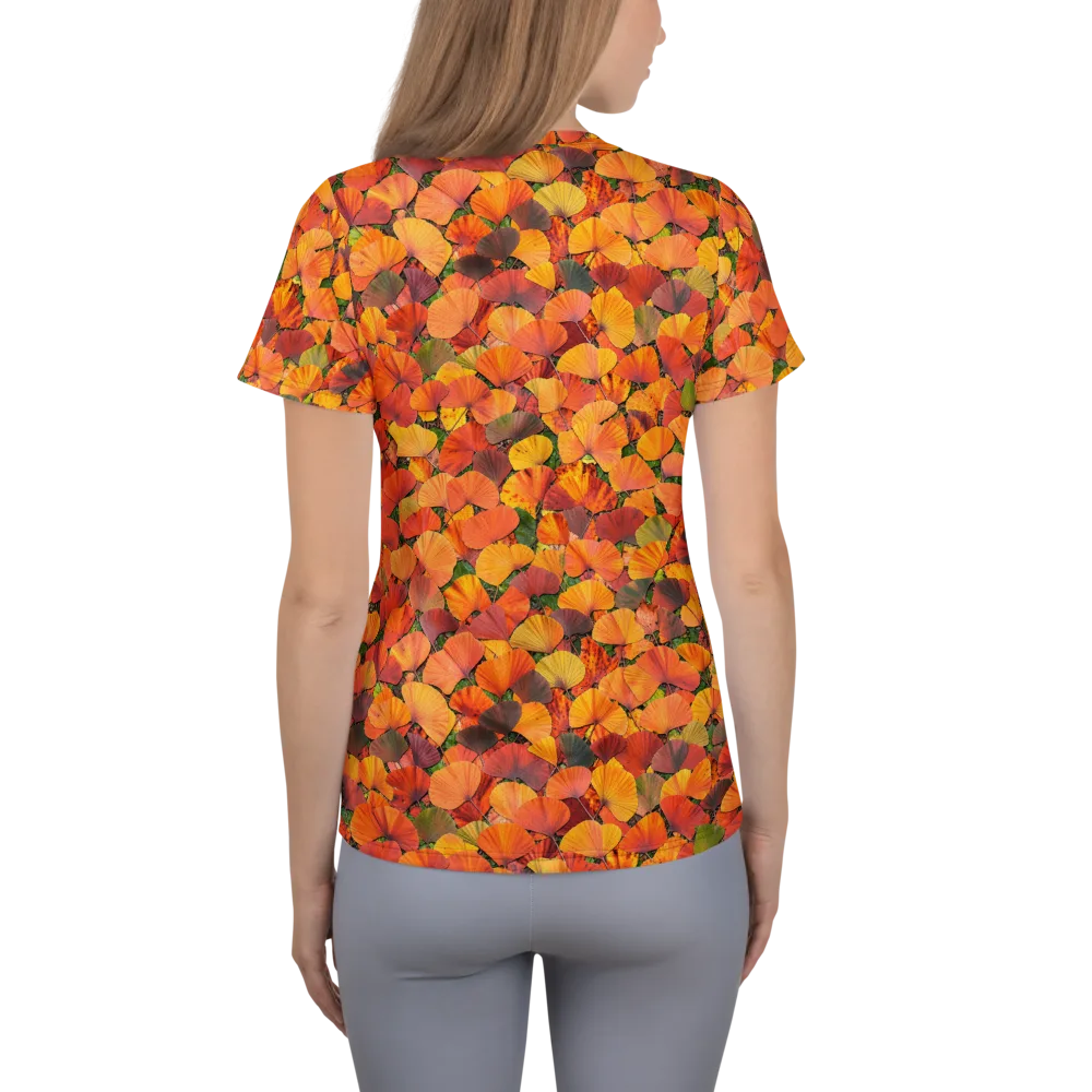 Ginkgo Inferno on Women's Athletic T-Shirt — Back