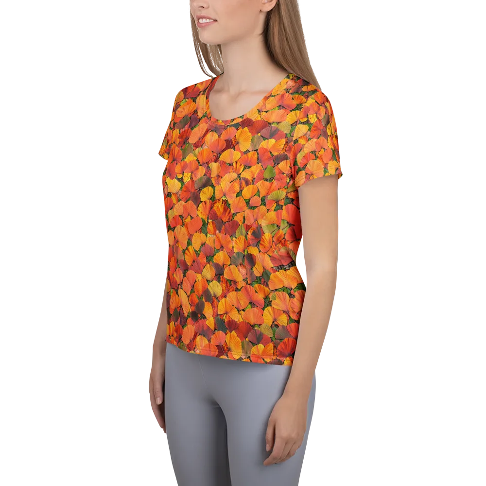 Ginkgo Inferno on Women's Athletic T-Shirt — Left