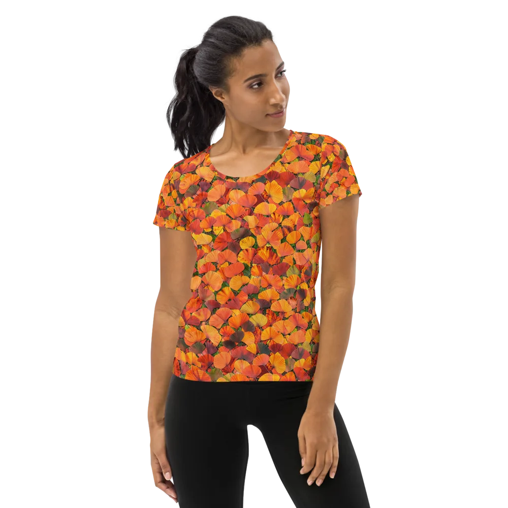 Ginkgo Inferno on Women's Athletic T-Shirt — Front