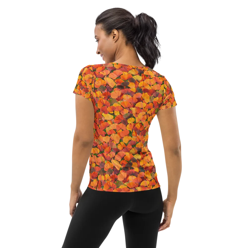 Ginkgo Inferno on Women's Athletic T-Shirt — Back