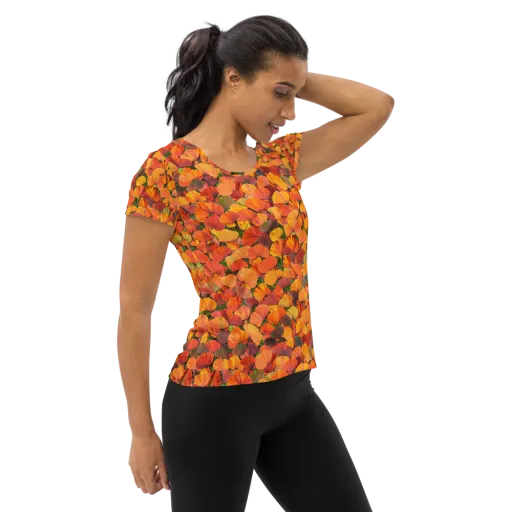 Ginkgo Inferno on a Women's Athletic T-Shirt