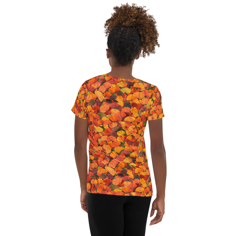 Ginkgo Inferno on Women's Athletic T-Shirt — Back