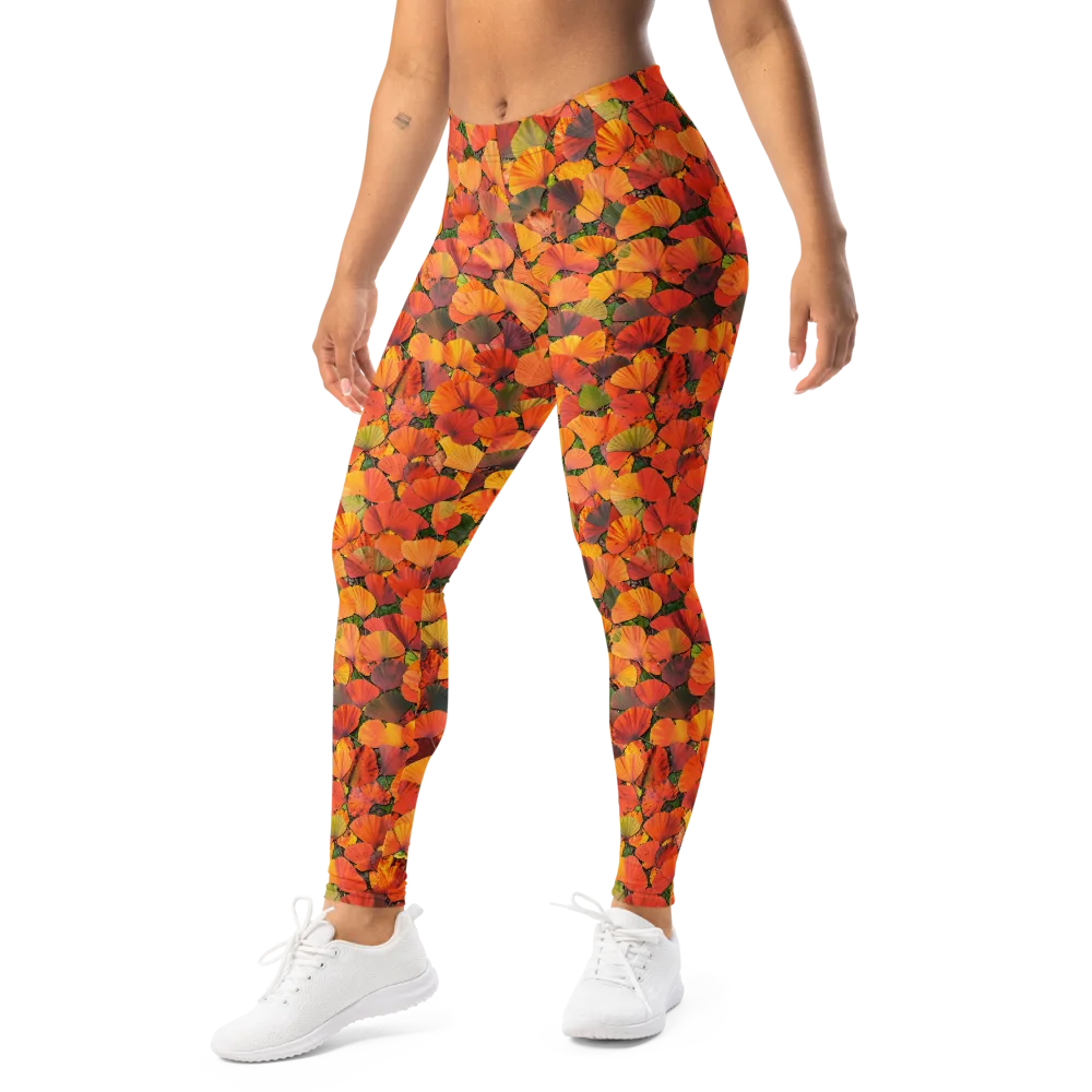 Ginkgo Inferno on Leggings — Left Front