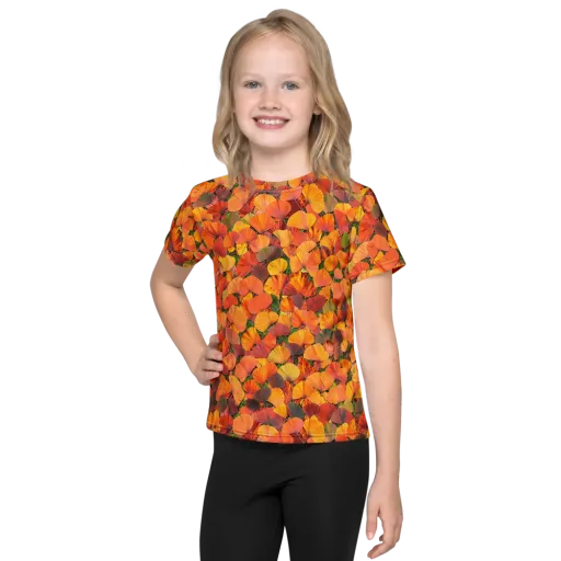 Ginkgo Inferno on a Kids Crew Neck T-Shirt