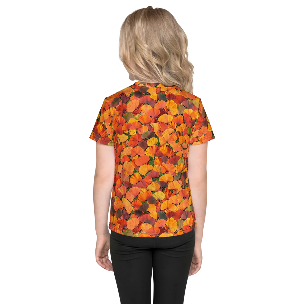 Ginkgo Inferno on Kids Crew Neck T-Shirt — Back
