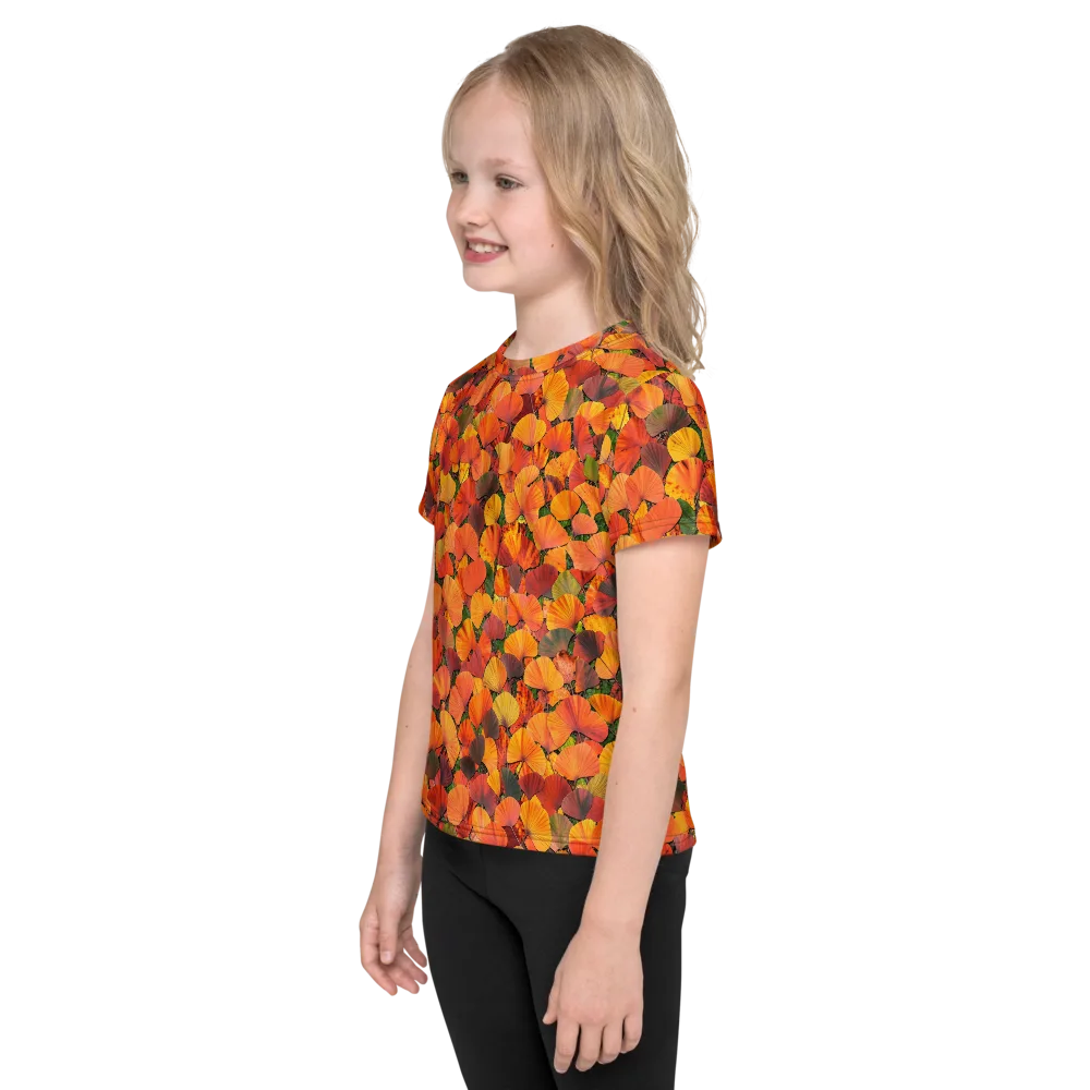 Ginkgo Inferno on Kids Crew Neck T-Shirt — Left
