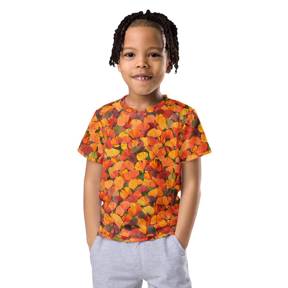 Ginkgo Inferno on Kids Crew Neck T-Shirt — Front