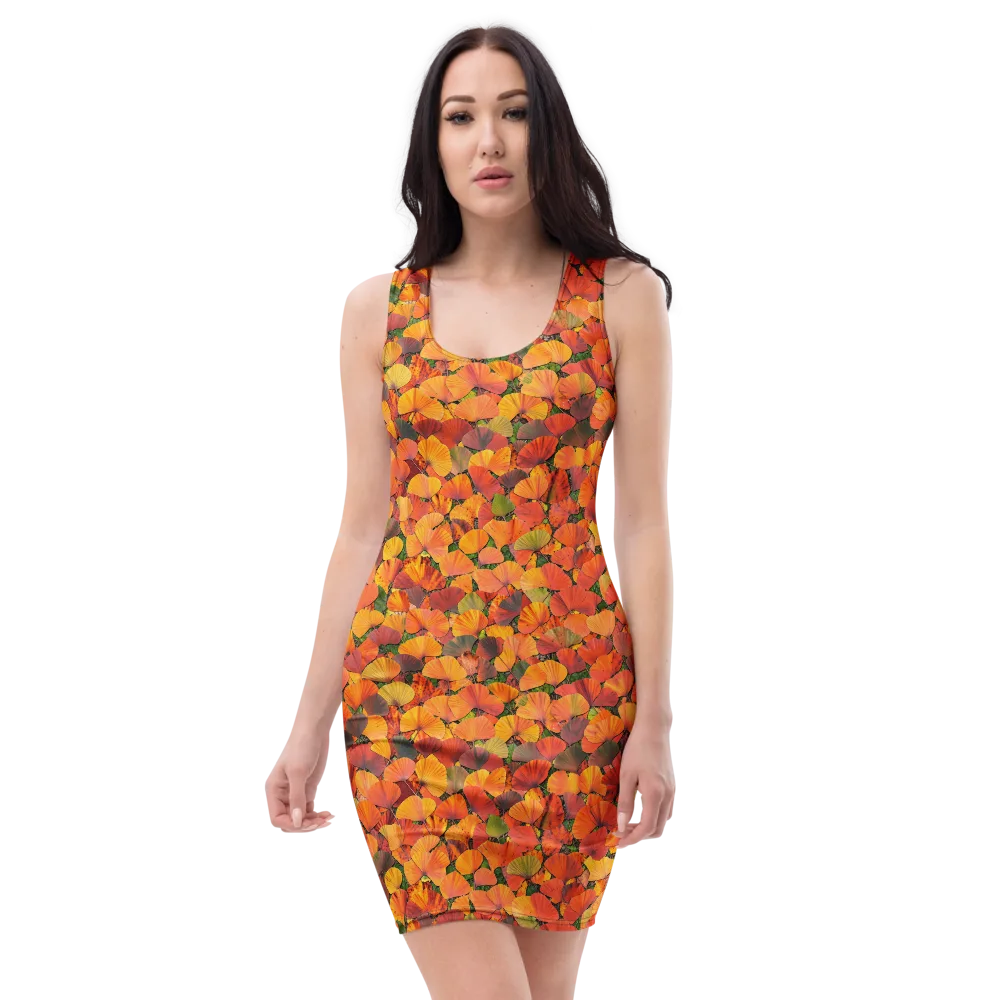 Ginkgo Inferno on Bodycon Dress — Front