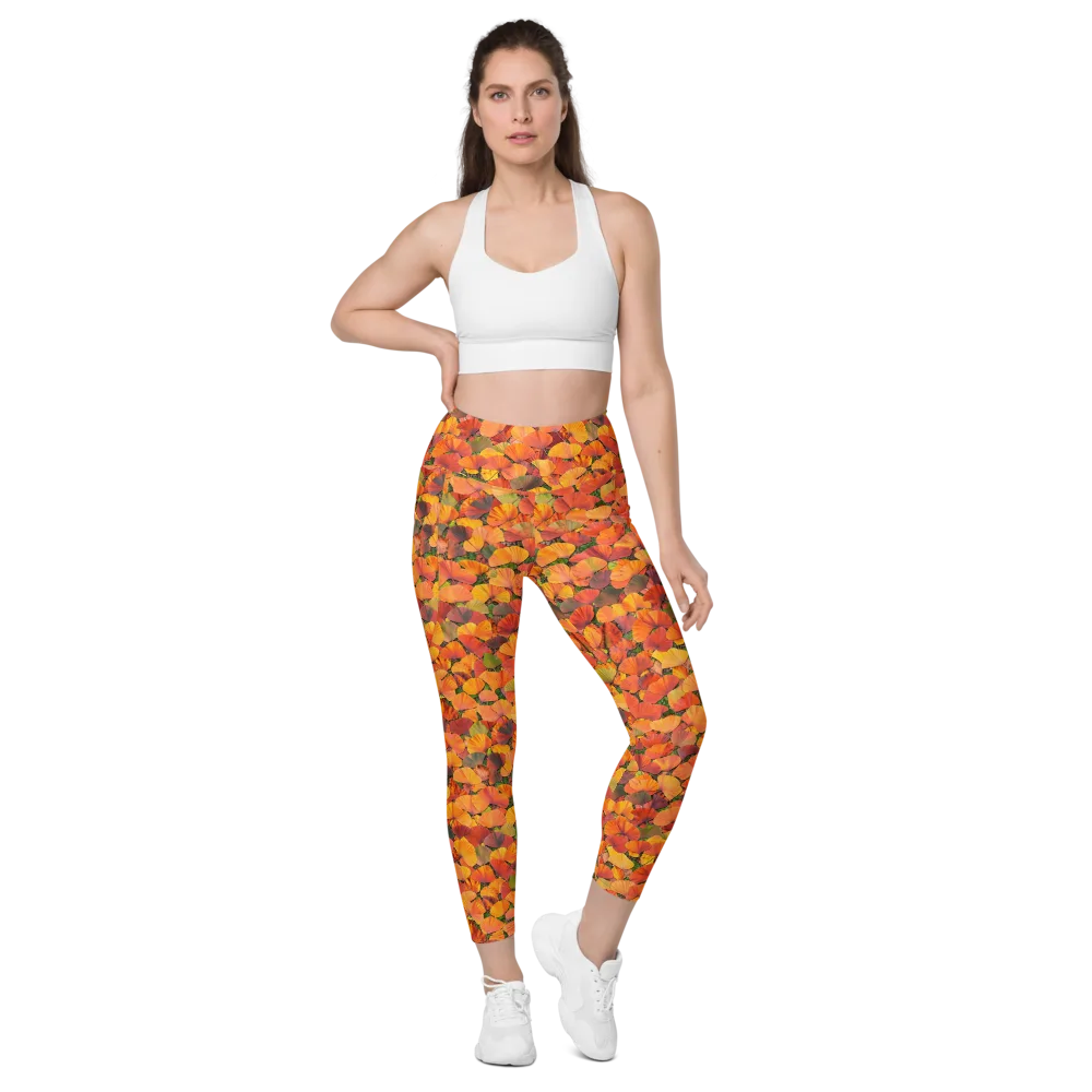 Ginkgo Inferno on Leggings with Pockets — Front