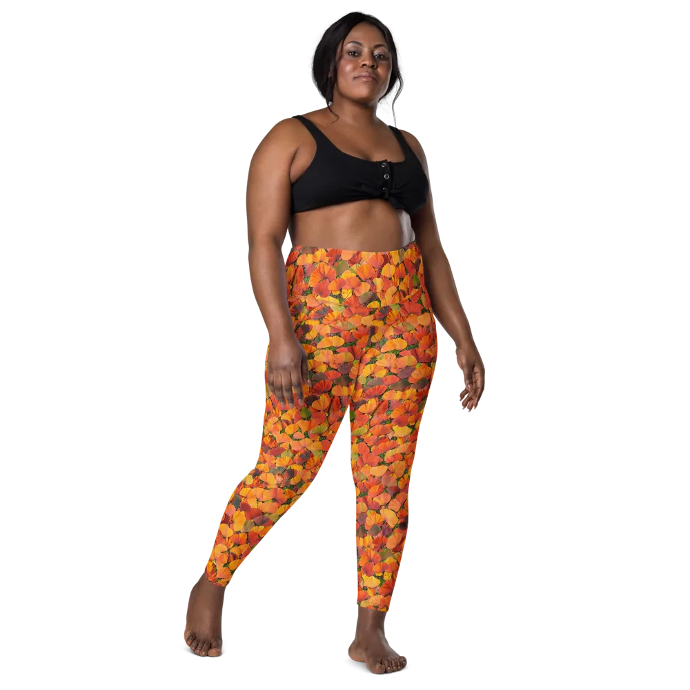 Ginkgo Inferno on Leggings with Pockets — Front