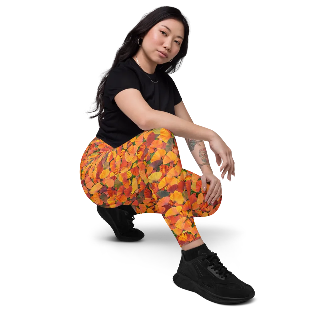 Ginkgo Inferno on Leggings with Pockets — Right Front