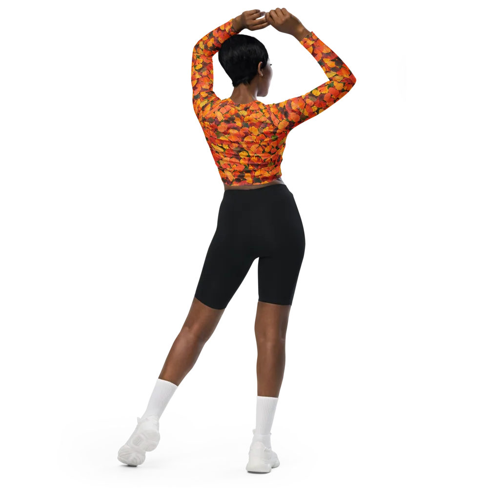 Ginkgo Inferno on Long Sleeve Crop Top — Back