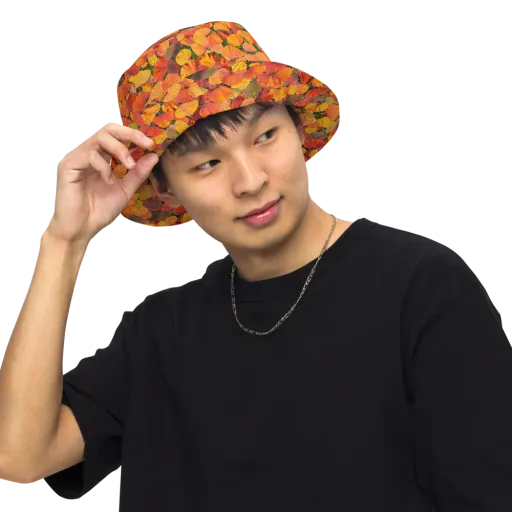 Ginkgo Inferno on a Reversible Bucket Hat