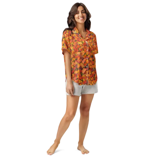 Ginkgo Inferno on a Women's Short Sleeve Pajama Top