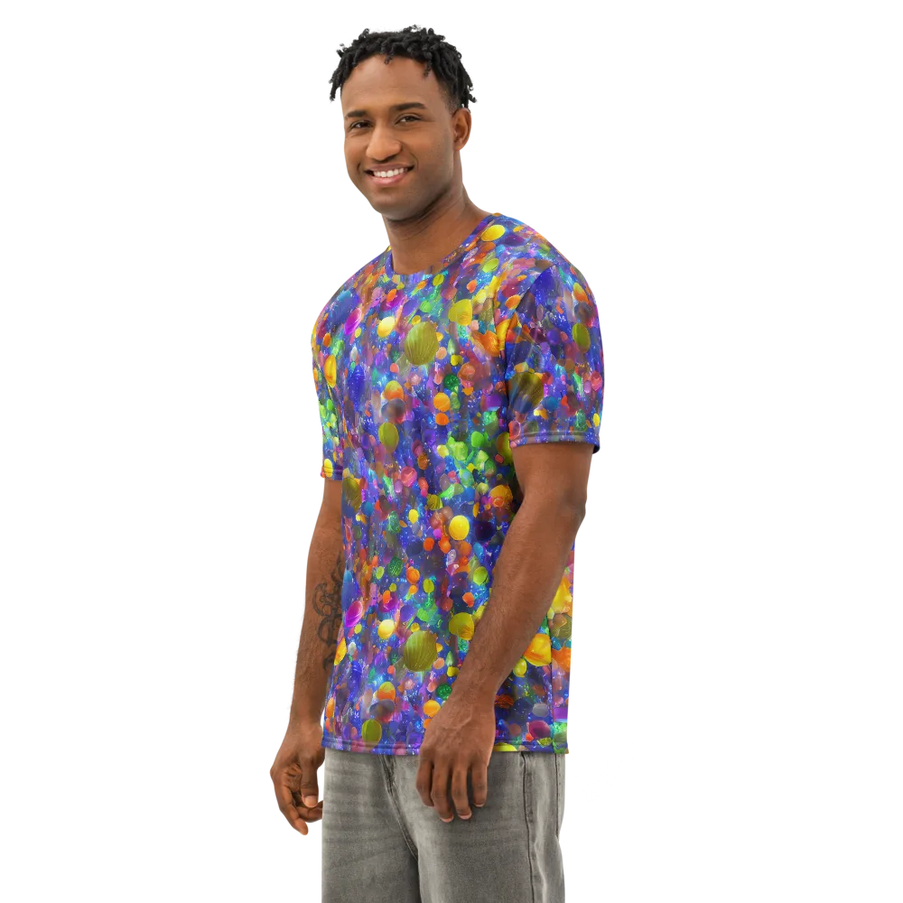 Chromatic Candy on Men's Cotton Crew Neck T-Shirt — Left Front