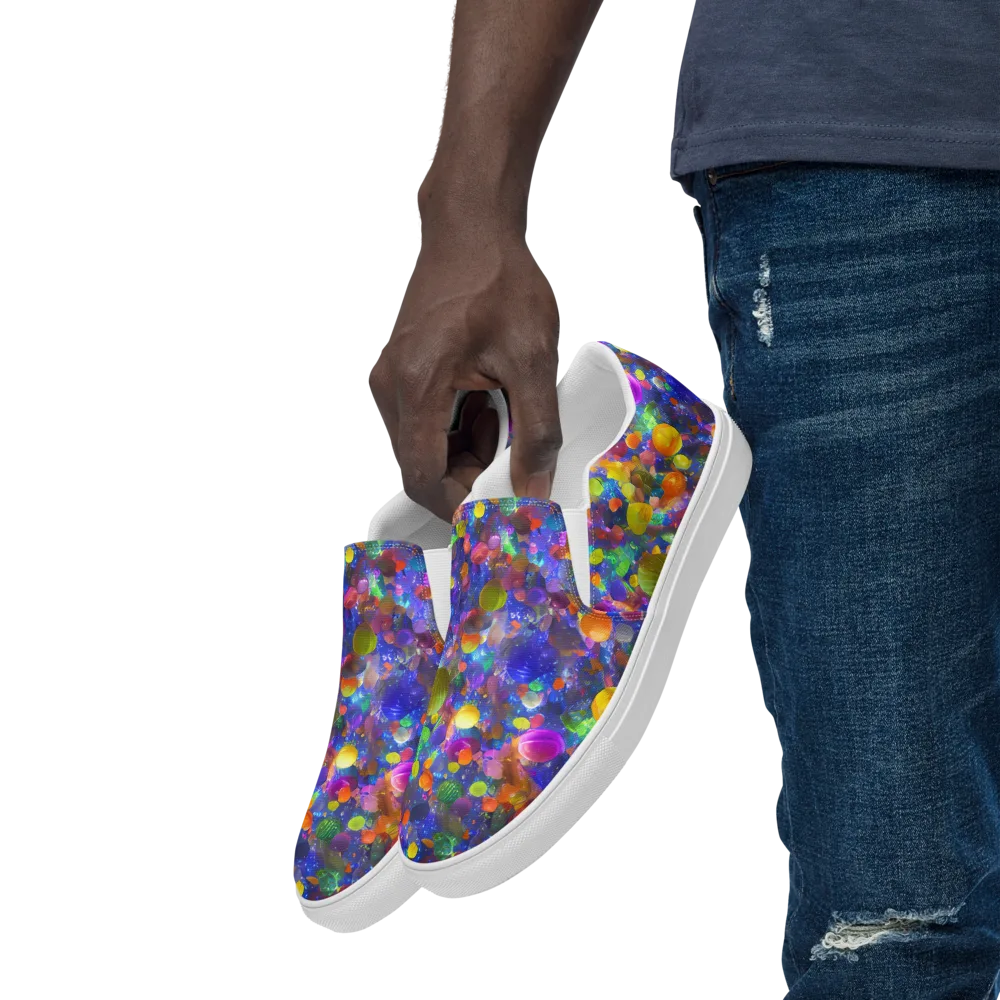 Chromatic Candy on Men's Slip-On Canvas Shoes — Left Front