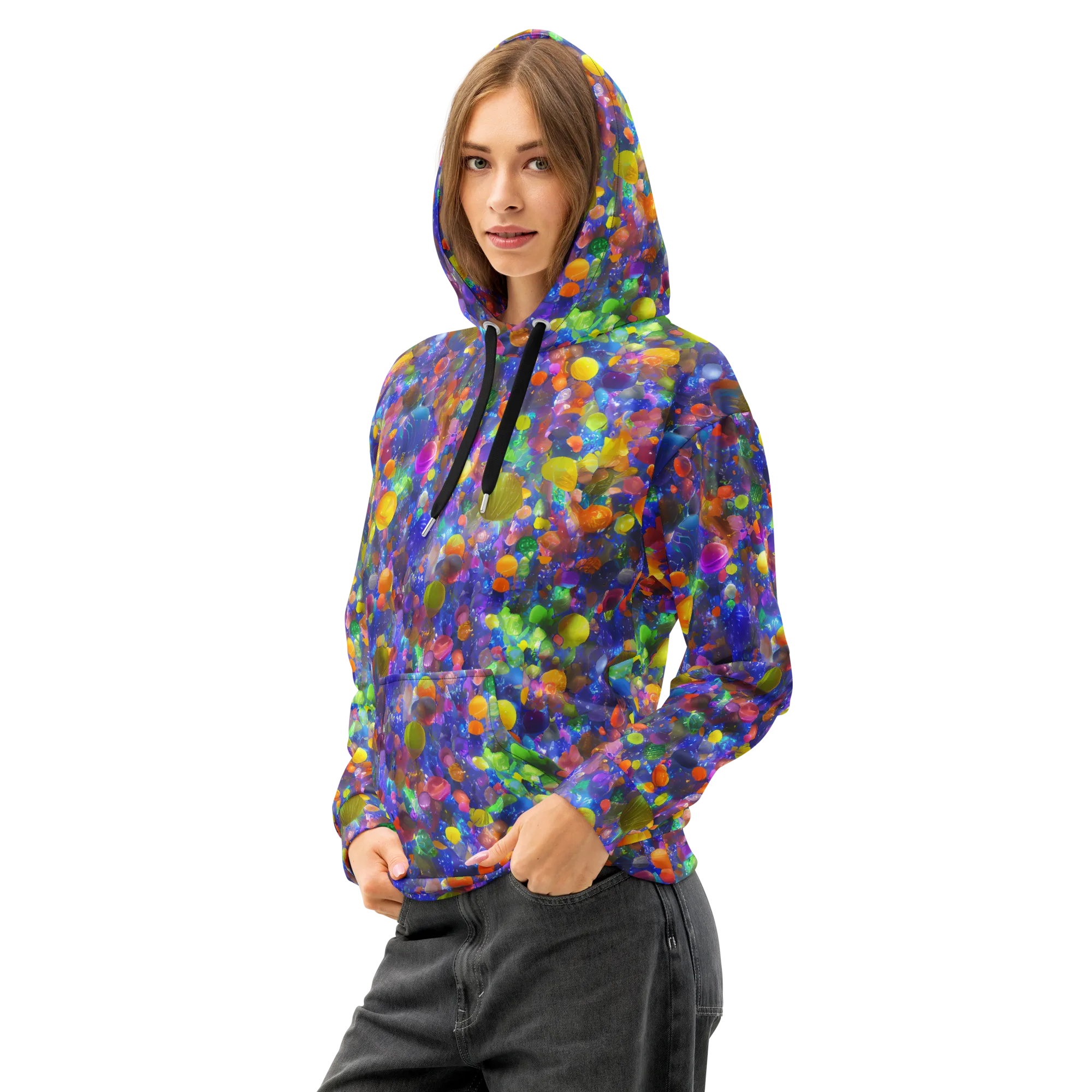 Chromatic Candy on Cotton Hoodie — Left Front