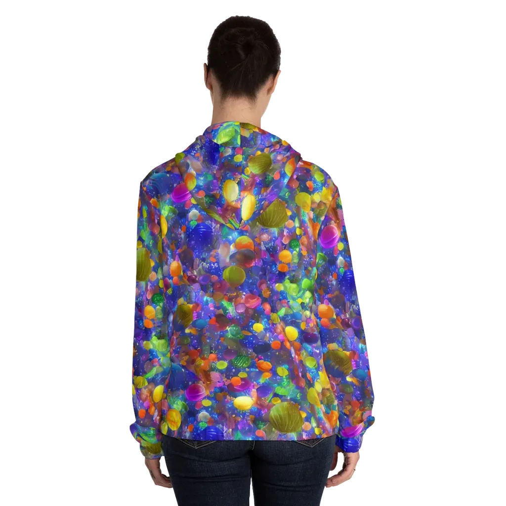 Chromatic Candy on Women's Full-Zip Hoodie — Back On Person