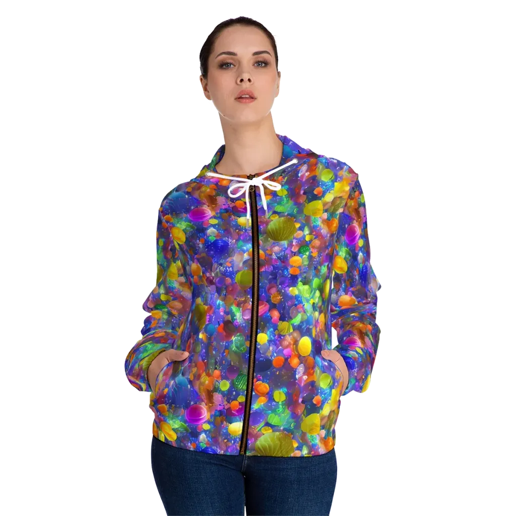 Chromatic Candy on Women's Full-Zip Hoodie — Front On Person