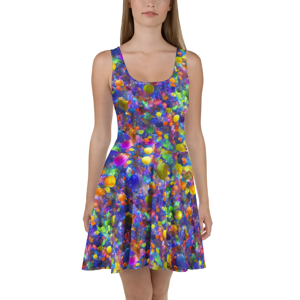 Chromatic Candy on Skater Dress — Front