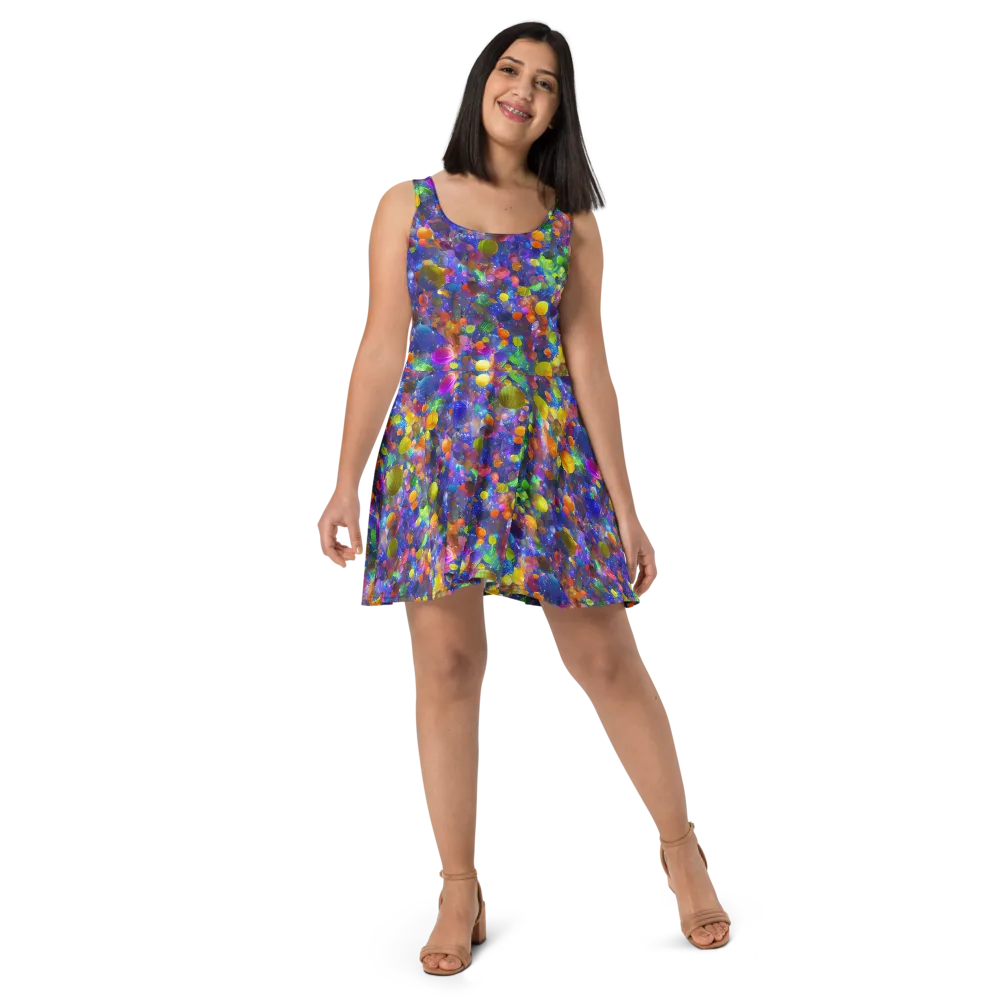 Chromatic Candy on Skater Dress — Front