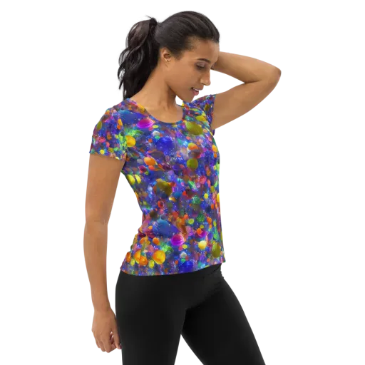 Chromatic Candy on a Women's Athletic T-Shirt