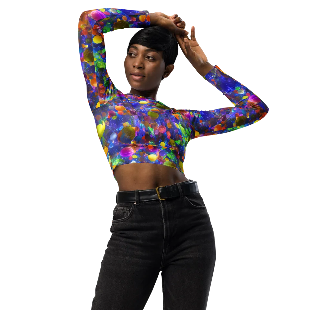 Chromatic Candy on Long Sleeve Crop Top — Front