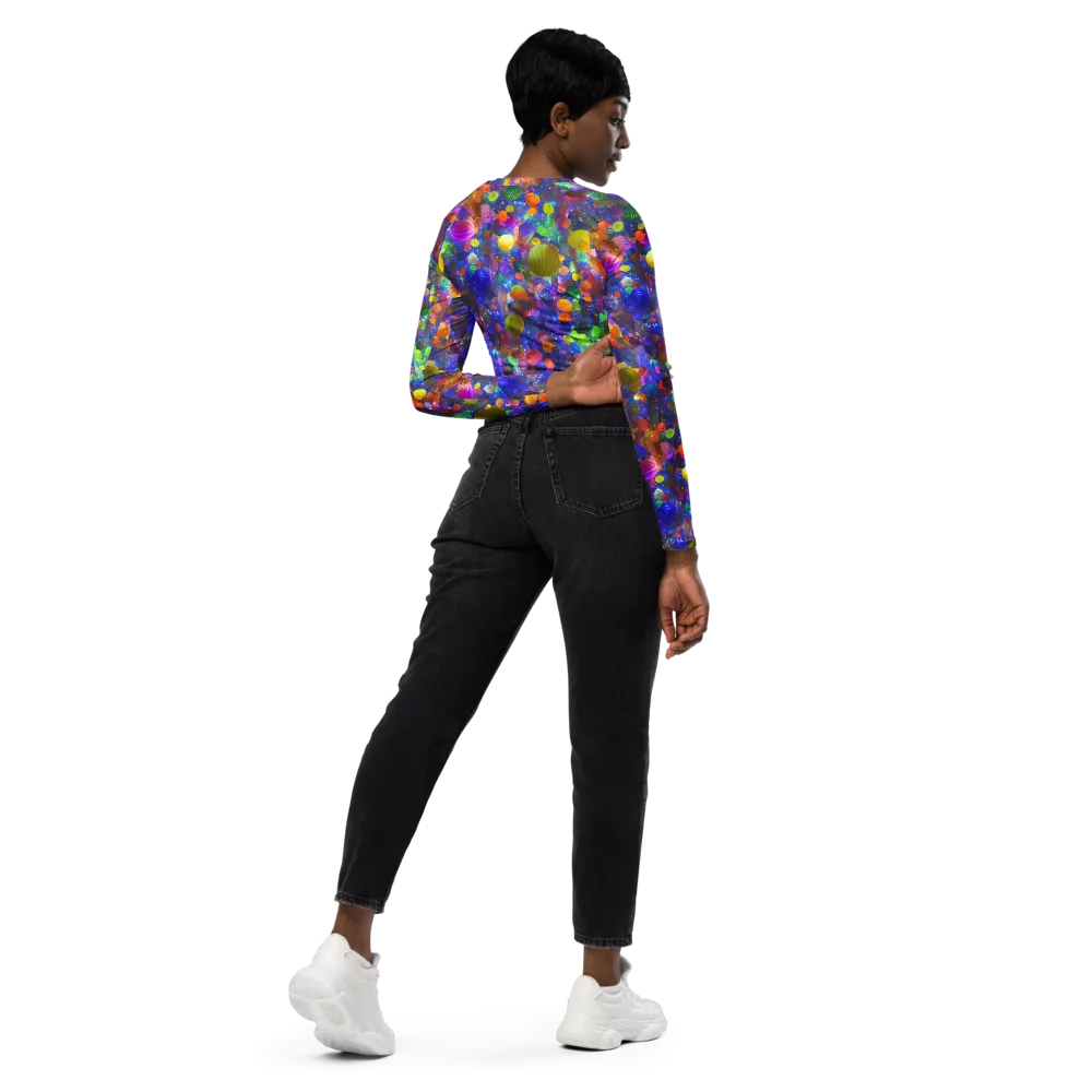 Chromatic Candy on Long Sleeve Crop Top — Right Back