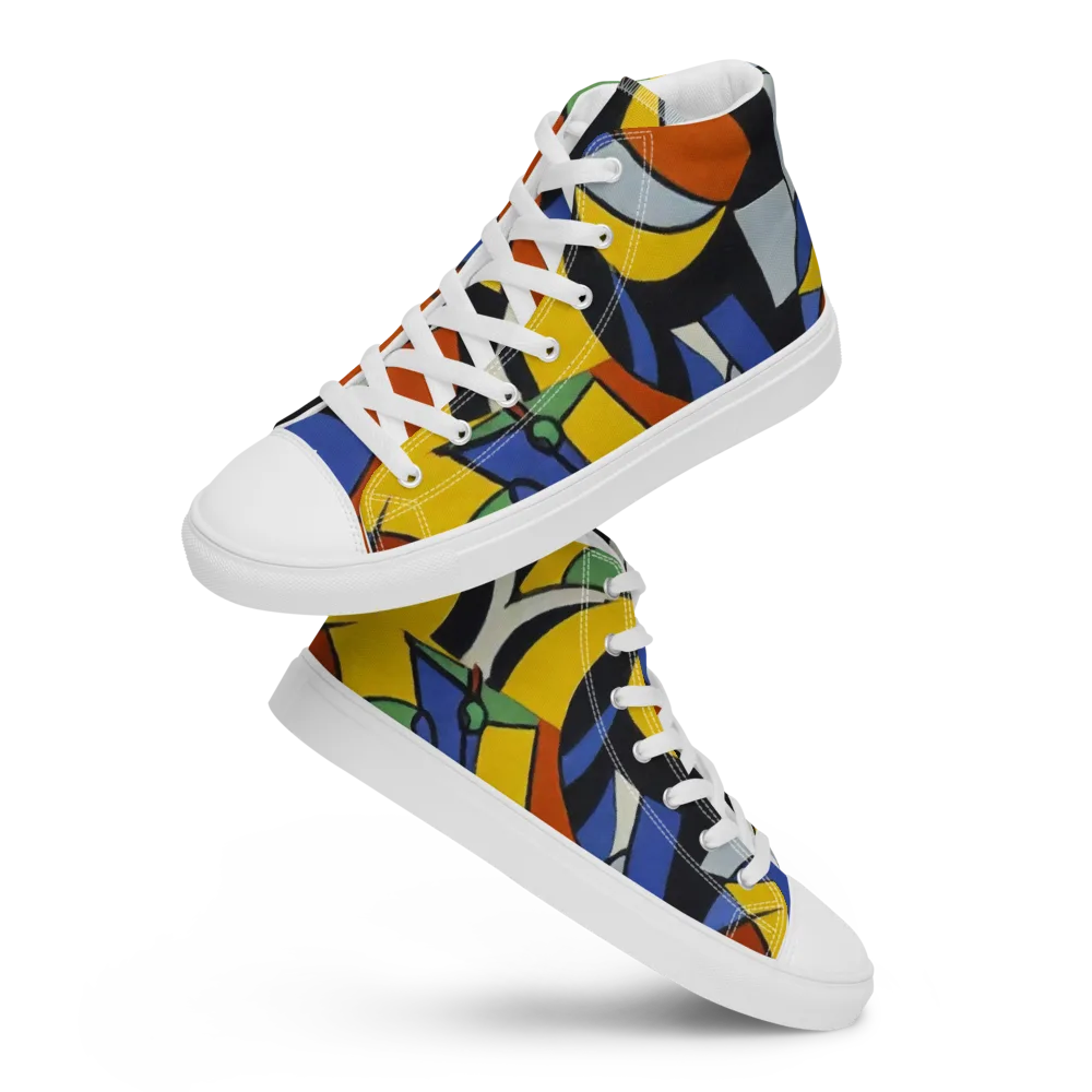 Chromatic Paradox on Men's High Top Canvas Shoes — Front