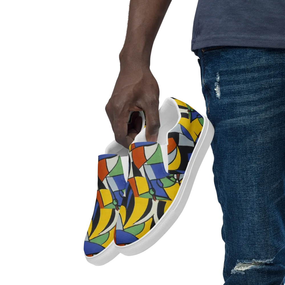 Chromatic Paradox on Men's Slip-On Canvas Shoes — Left Front