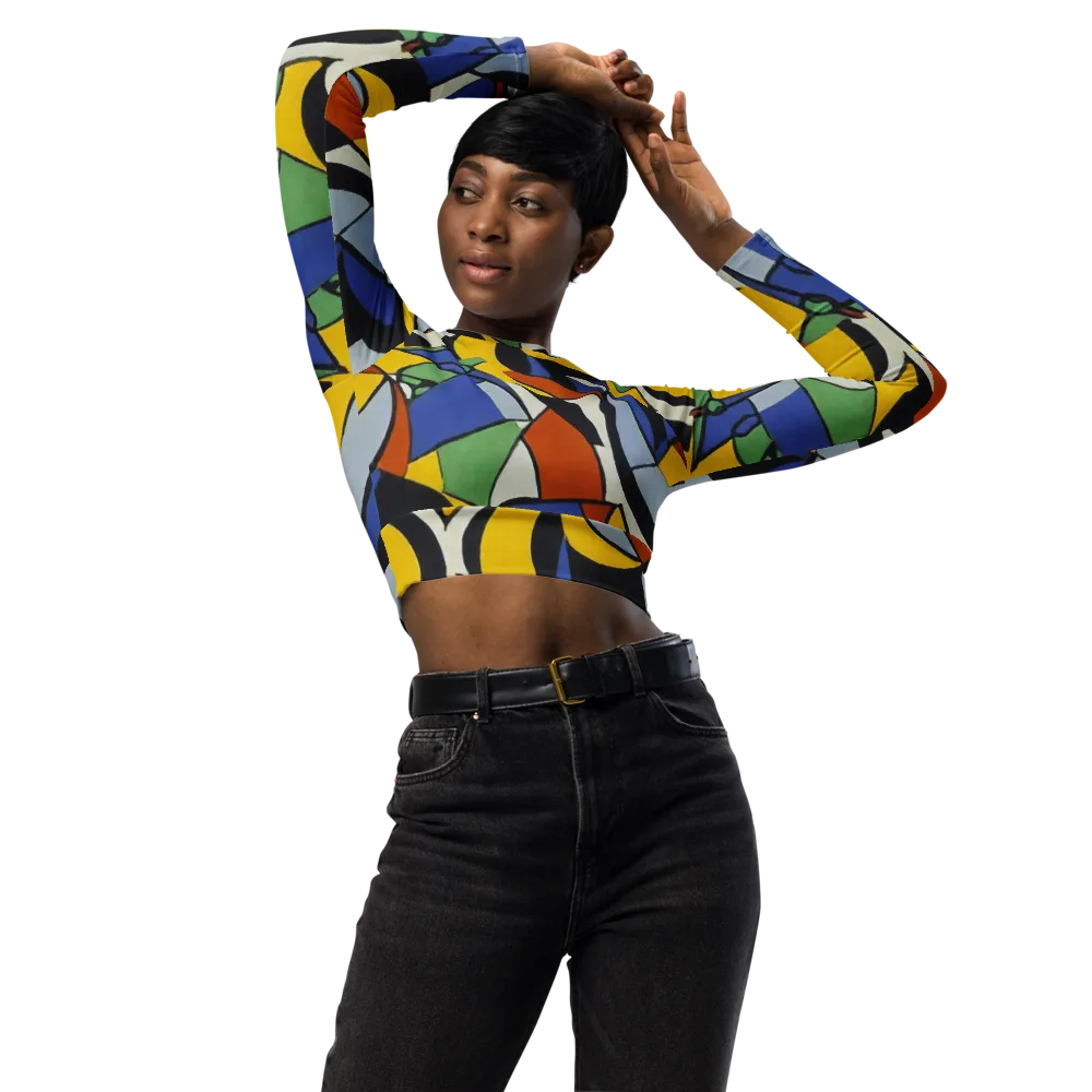 Chromatic Paradox on Long Sleeve Crop Top — Front