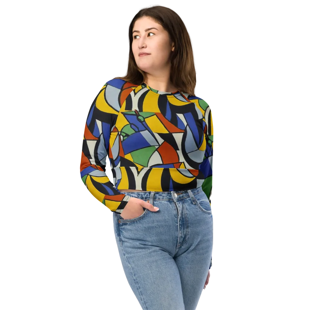 Chromatic Paradox on Long Sleeve Crop Top — Front