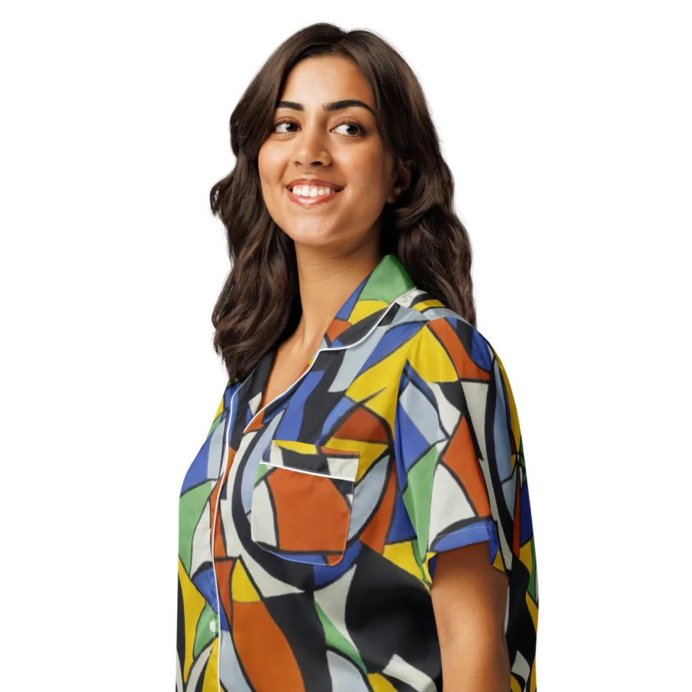 Chromatic Paradox on Women's Short Sleeve Pajama Top — Left Front