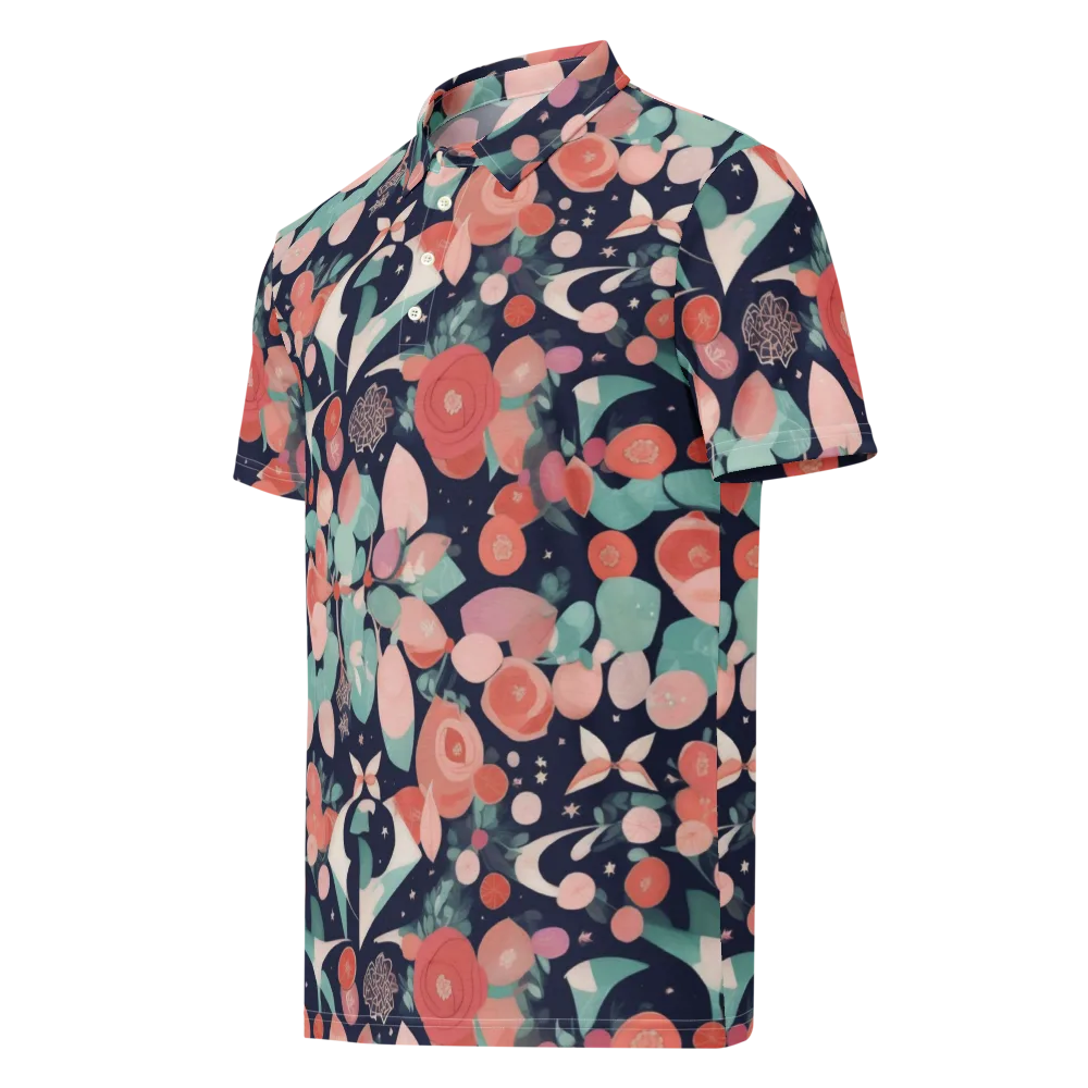 Coral Moon Garden on Men's Slim Fit Polo Shirt — Left Front