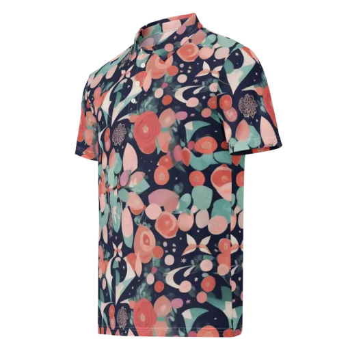 Coral Moon Garden on a Men's Slim Fit Polo Shirt