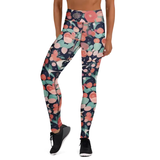 Coral Moon Garden on a Yoga Leggings