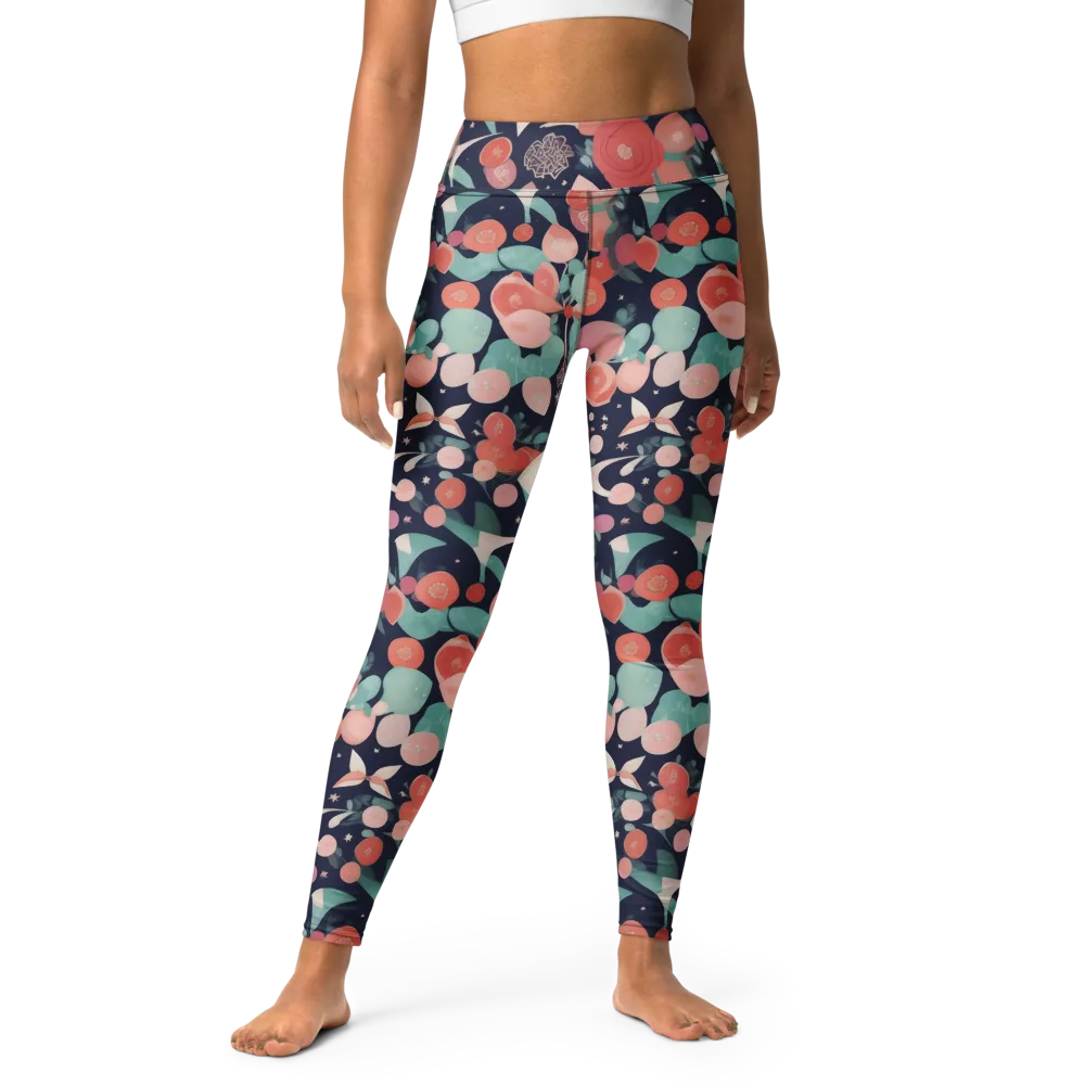 Coral Moon Garden on Yoga Leggings — Front