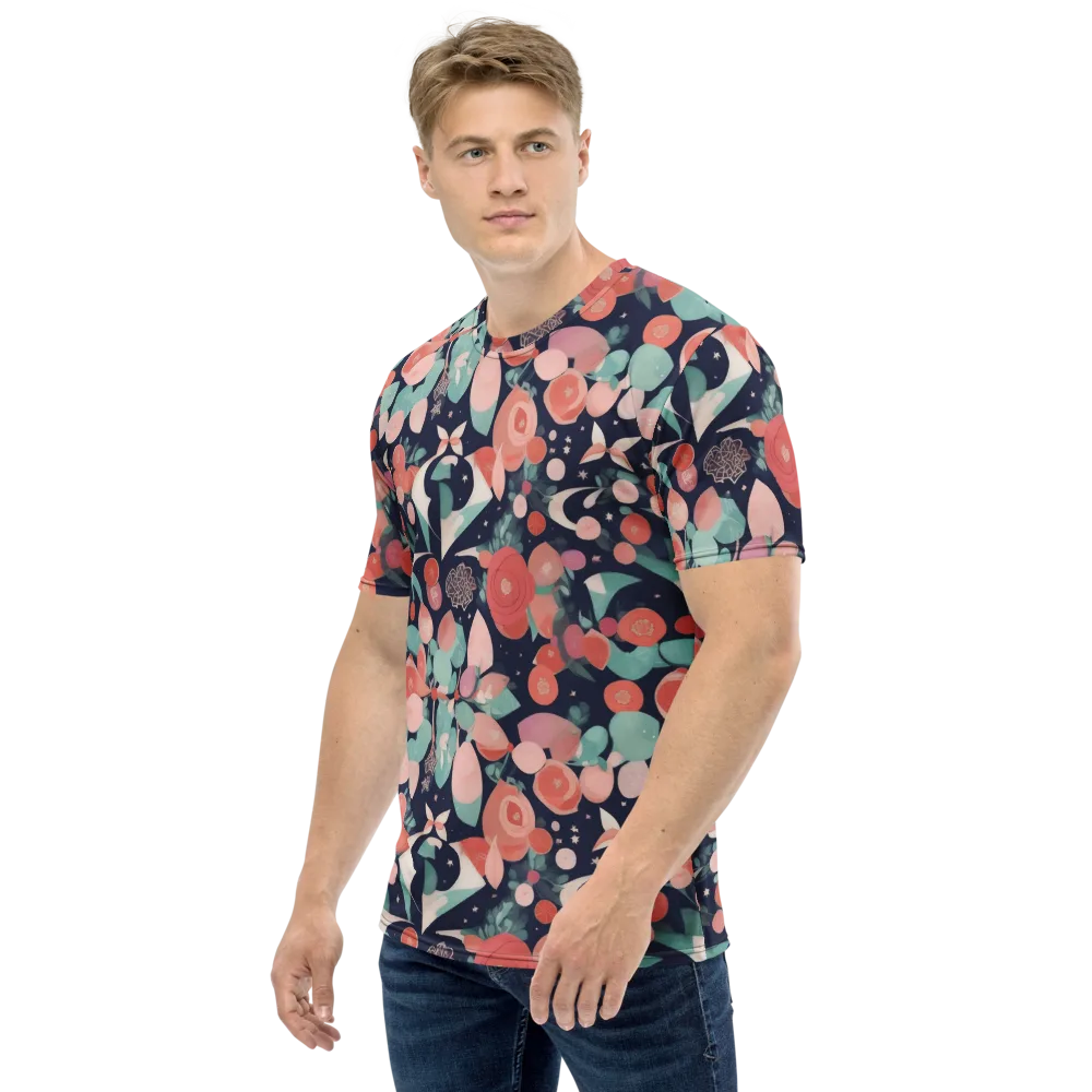 Coral Moon Garden on Men's Crew Neck T-Shirt — Left