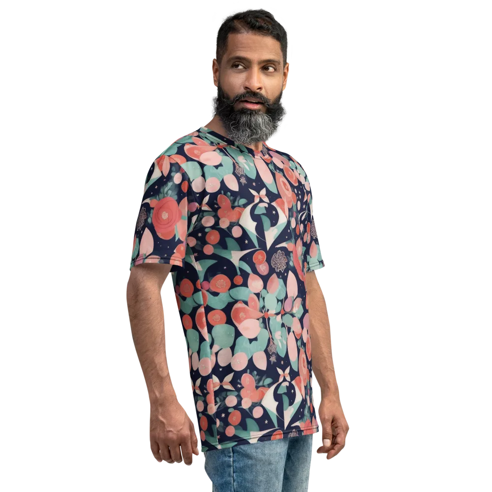 Coral Moon Garden on Men's Crew Neck T-Shirt — Right