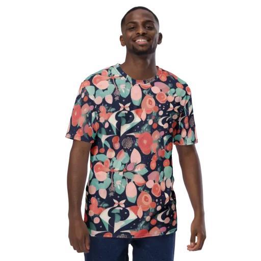Coral Moon Garden on a Men's Crew Neck T-Shirt