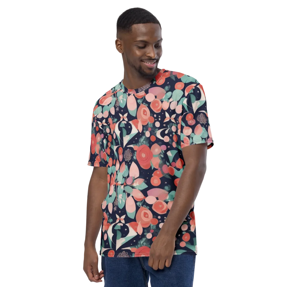 Coral Moon Garden on Men's Crew Neck T-Shirt — Left