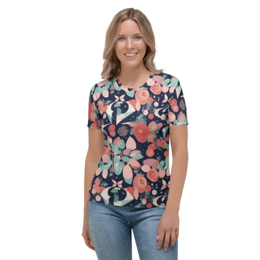 Coral Moon Garden on a Women's Crew Neck T-Shirt