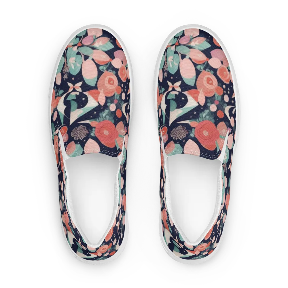 Coral Moon Garden on Men's Slip-On Canvas Shoes — Front