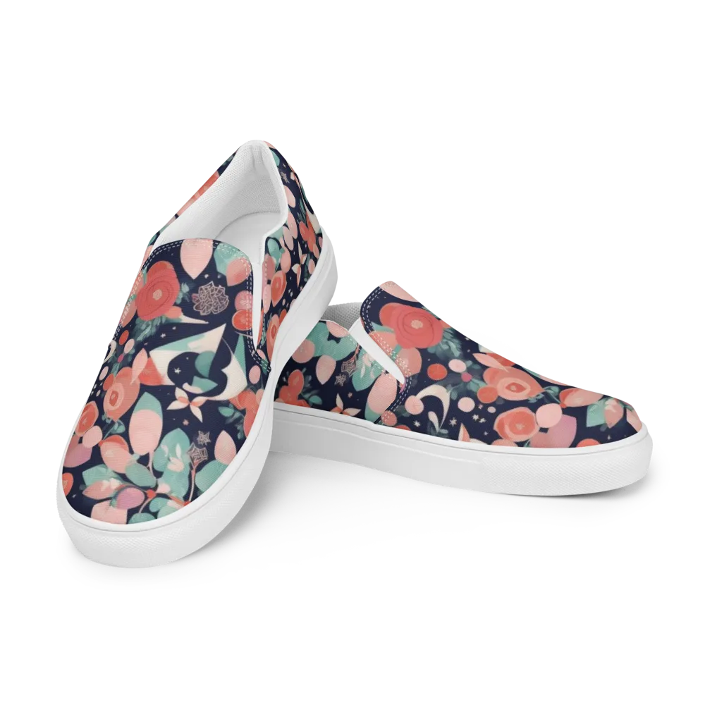 Coral Moon Garden on Men's Slip-On Canvas Shoes — Left Front