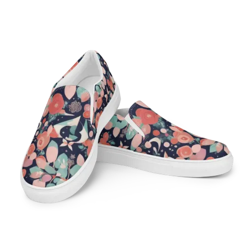 Coral Moon Garden on a Men's Slip-On Canvas Shoes