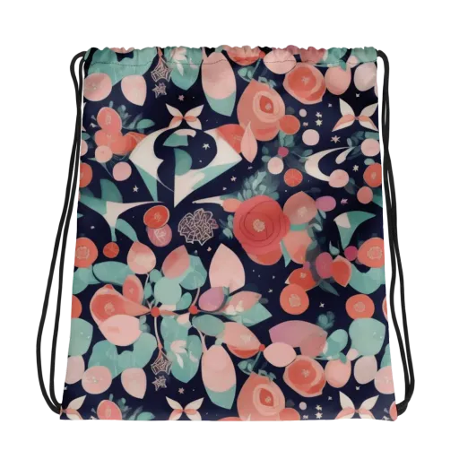 Coral Moon Garden on a Drawstring Bag