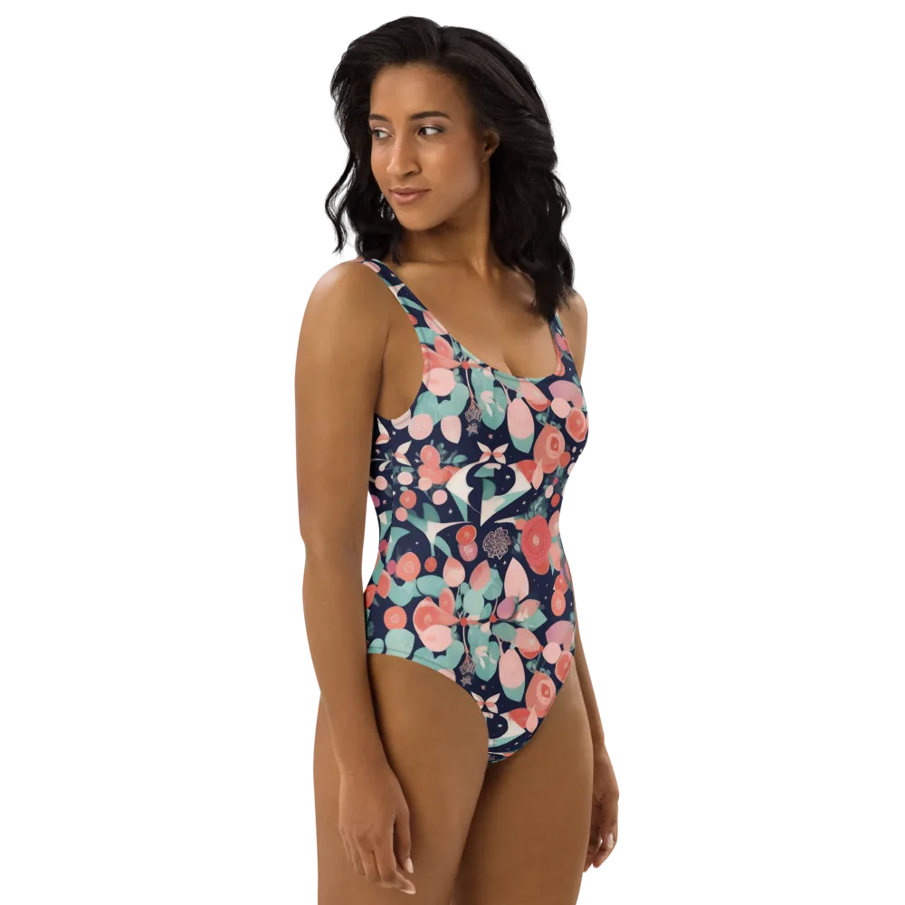 Coral Moon Garden on One-Piece Swimsuit — Right