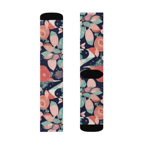 Coral Moon Garden on a Socks